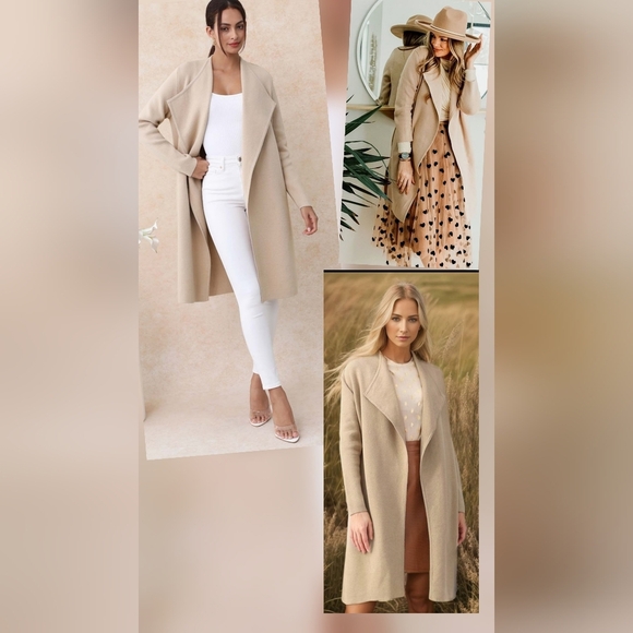 Chicwish Jackets & Blazers - Chicwish Classy Open Front Knit Coat in Light Tan ~ Medium